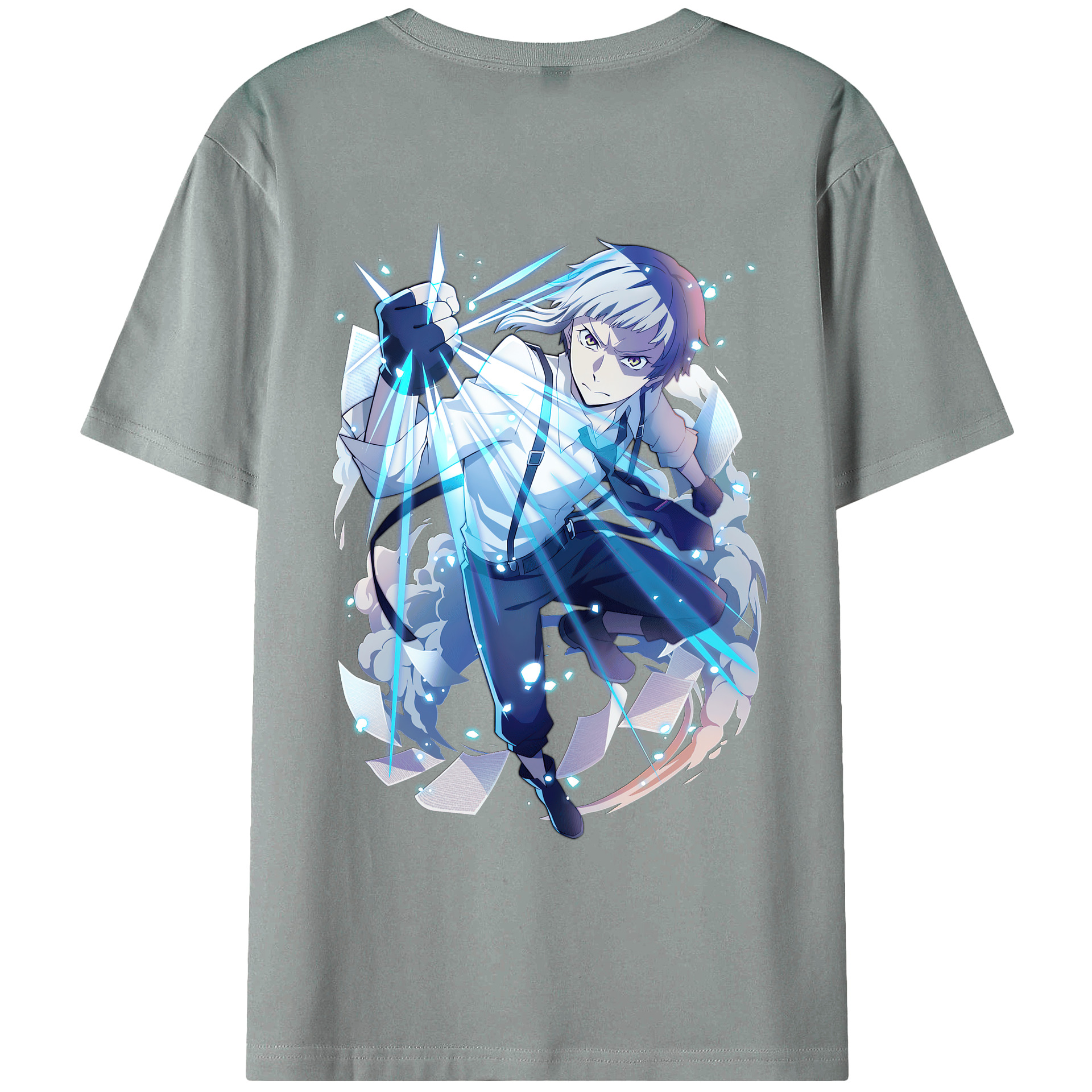 （画像用） 文豪ストレイドッグス Bungo Stray Dogs 綿100％ メンズ半袖Tシャツ（バックプリント） 通気性